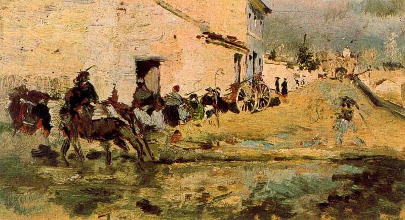 Calle junto al Turia, pintura de Ignacio Pinazo Camarlench