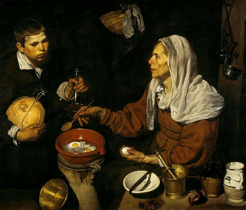 Vieja friendo huevos, pintura de Diego Rodríguez de Silva y Velázquez